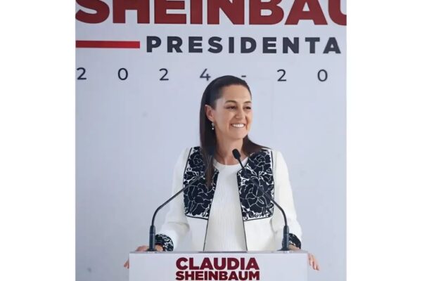 La virtual presidenta electa, Claudia Sheinbaum, durante conferencia de prensa en la casa de transición, en la Ciudad de México, el 11 de julio de 2024. 