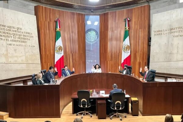 La sesión pública en la Sala Superior del TEPJF para el dictamen relativo al cómputo de la elección presidencial, en la Ciudad de México, el 14 de agosto de 2024. 