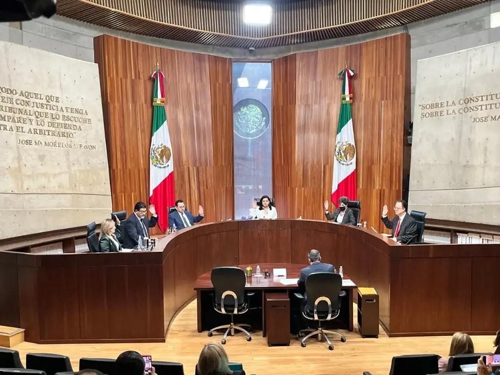 La sesión pública en la Sala Superior del TEPJF para el dictamen relativo al cómputo de la elección presidencial, en la Ciudad de México, el 14 de agosto de 2024. 