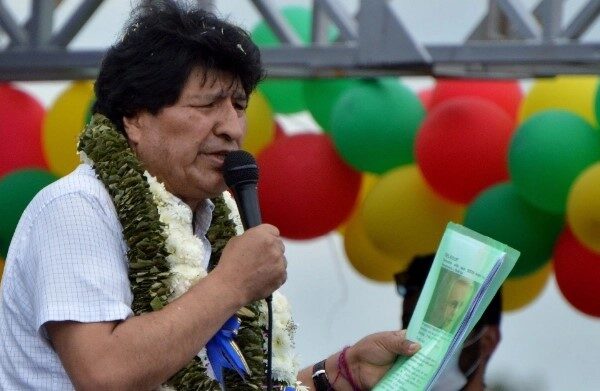 Evo Morales, ex presidente de Bolivia durante un discurso en Chapare, departamento de Cochabamba.