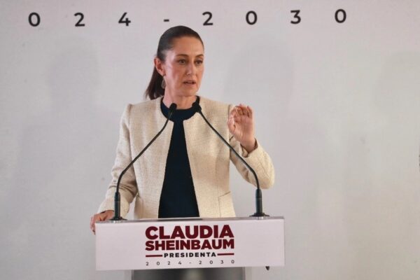 Claudia Sheinbaum Pardo, virtual presidenta electa, durante la conferencia de prensa.