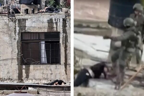 Militares israelíes empujaron el jueves cuatro cuerpos, aparentemente sin vida, desde el techo de un edificio durante una redada en la Cisjordania reocupada, de acuerdo con periodistas y videos.