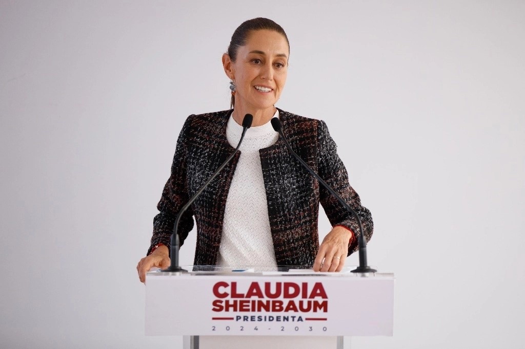 La presidenta electa, Claudia Sheinbaum, ofrece conferencia de prensa en la casa de transición, en la alcaldía Iztapalapa, Ciudad de México, el 17 de septiembre de 2024. 