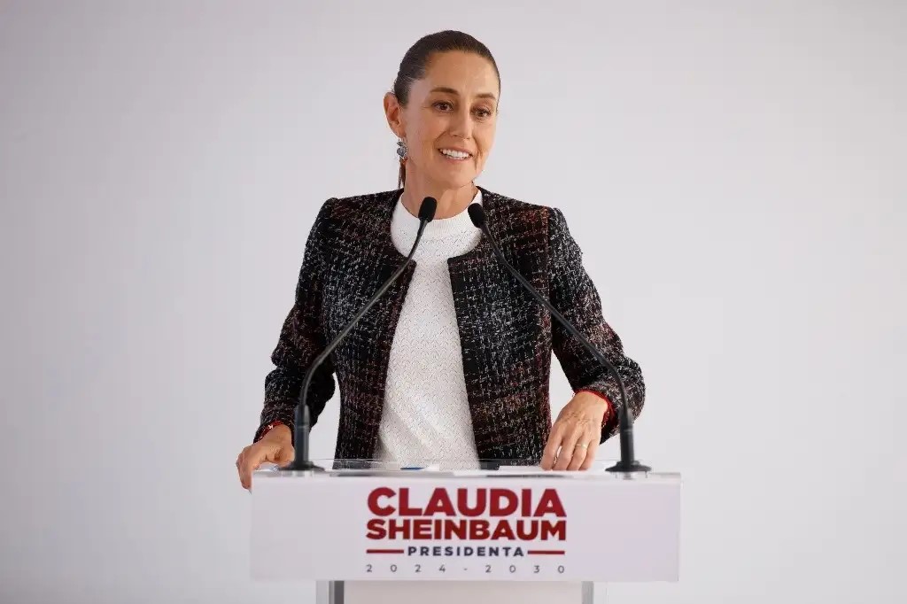 La presidenta electa, Claudia Sheinbaum durante una conferencia de prensa.