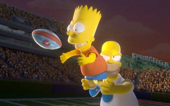 La acción del partido en el mundo animado transcurrirá en el estadio Atoms de Springfield y para la transmisión se utilizarán las voces originales que interpretan a Homero, Marge, Lisa, Bart y el resto de los personajes de la serie.