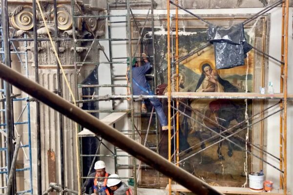 A siete años del sismo de 2017, la reconstrucción del Santuario de Nuestra Señora de Los Ángeles, el segundo en importancia en la capital del país después de la Basílica de Guadalupe, alcanzó 80 por ciento de avance.