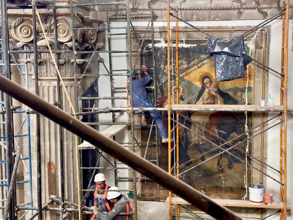 A siete años del sismo de 2017, la reconstrucción del Santuario de Nuestra Señora de Los Ángeles, el segundo en importancia en la capital del país después de la Basílica de Guadalupe, alcanzó 80 por ciento de avance.