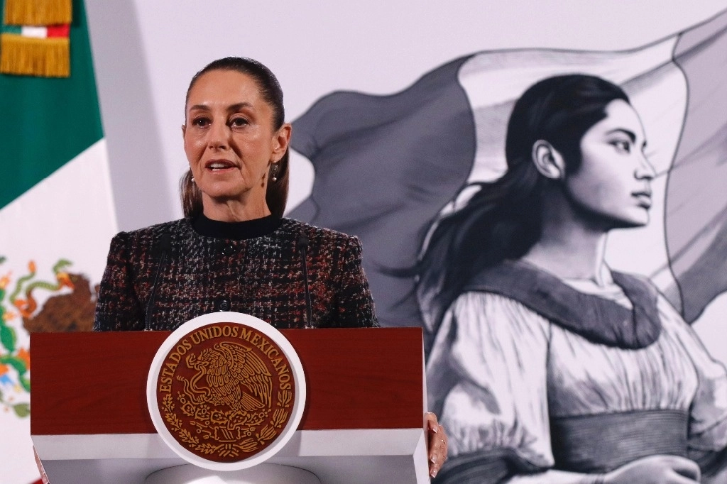 La presidenta Claudia Sheinbaum durante su conferencia matutina en Palacio Nacional, en la Ciudad de México, el 28 de enero de 2025.