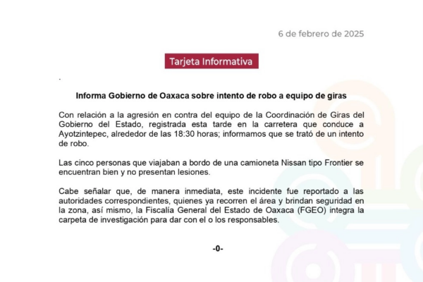 El gobierno de Oaxaca señaló que se trató de un intento de asalto.