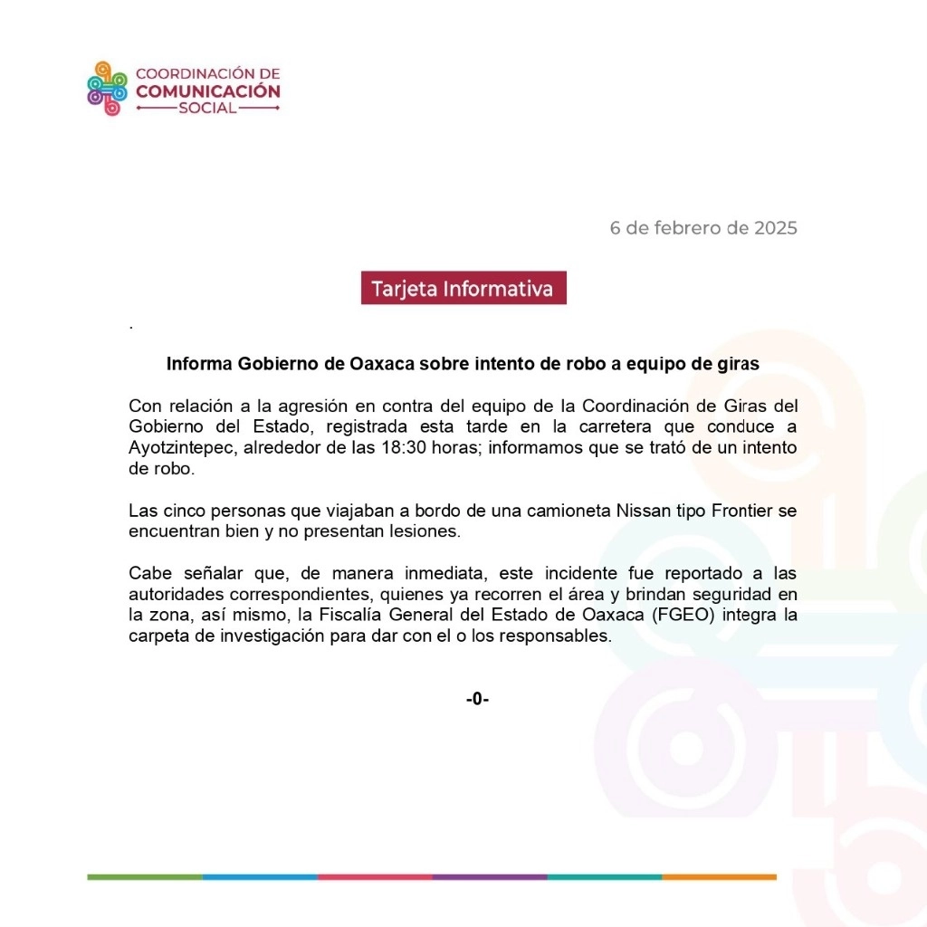 El gobierno de Oaxaca señaló que se trató de un intento de asalto.