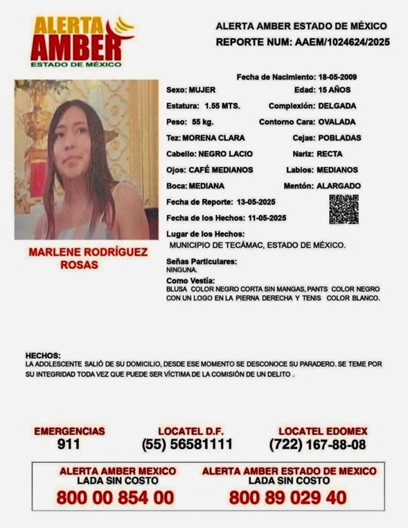 Familiares dijeron que acudieron a la FGJEM a iniciar el protocolo de localización de la menor, que de acuerdo al boletín de Alerta Amber emitido por la institución, fue vista por última vez en el municipio de Tecámac.