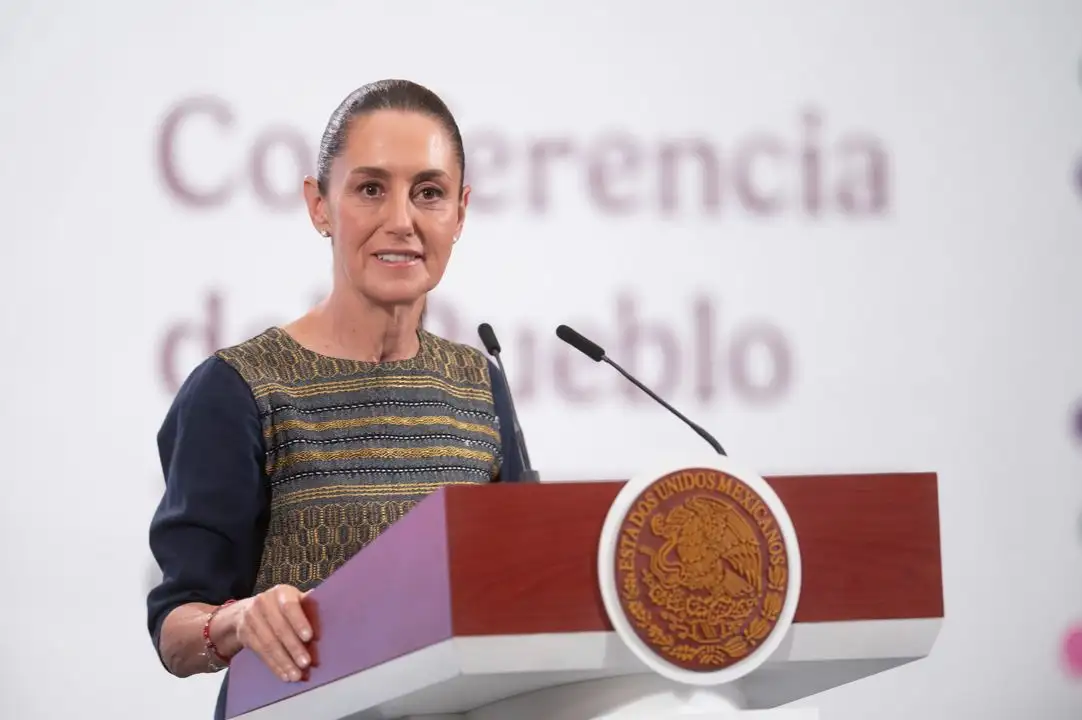 La presidenta de México, Claudia Sheinbaum, durante su conferencia matutina en Palacio Nacional en la ciudad de México, el 10 de junio de 2025.