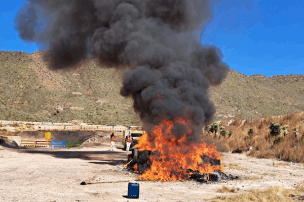 Quema de narcóticos en Coahuila.