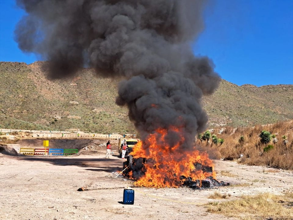 Quema de narcóticos en Coahuila.