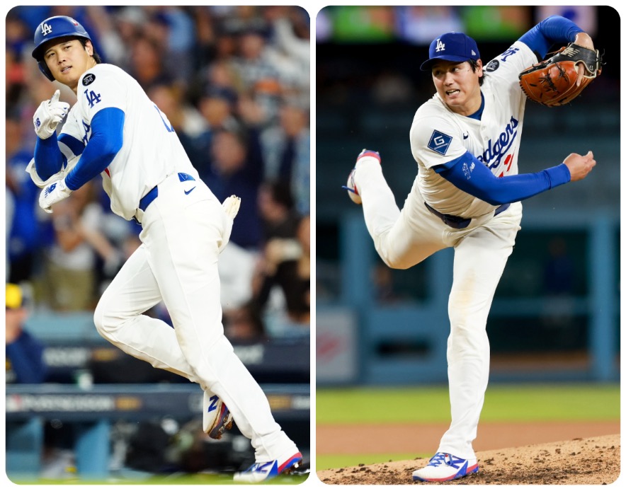 Shohei Ohtani, de los Dodgers de Los Ángeles, celebra el triunfo ante los Azulejos de Toronto en 18 entradas, en la Serie Mundial.
