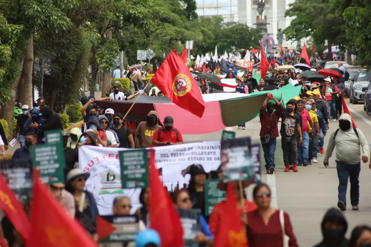 Manifestantes durante la protesta.