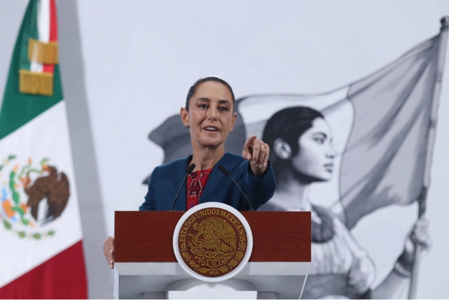 La presidenta Claudia Sheinbaum, durante su conferencia de prensa de este miércoles desde Palacio Nacional.