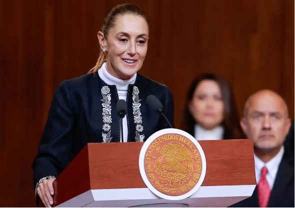 La presidenta Claudia Sheinbaum, durante la ceremonia por el aniversario 109 de la Constitución, realizada en la ciudad de Querétaro.