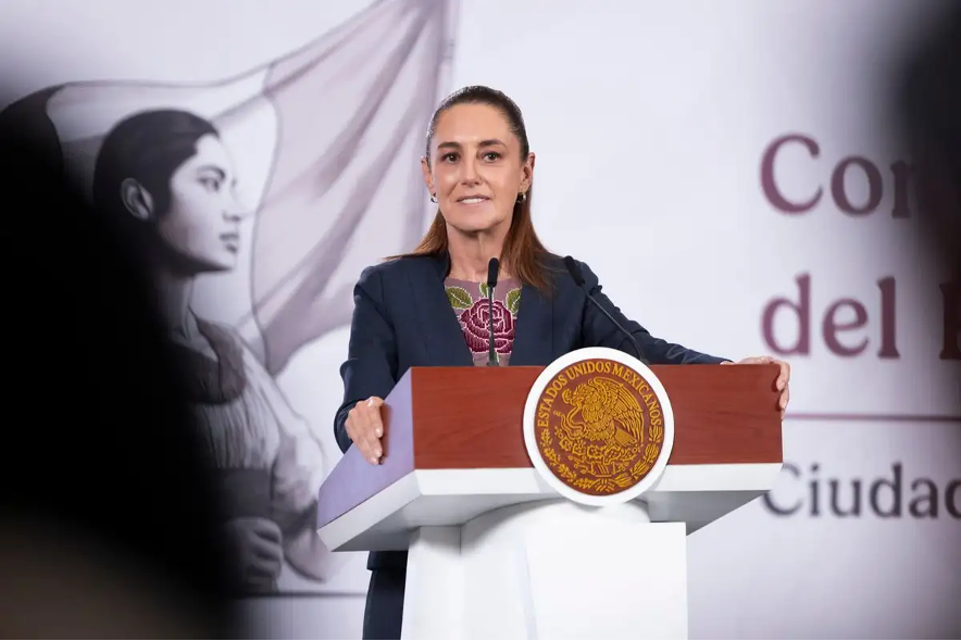 La presidenta Claudia Sheinbaum durante su conferencia matutina en Palacio Nacional, en la Ciudad de México, el 2 de marzo de 2026.