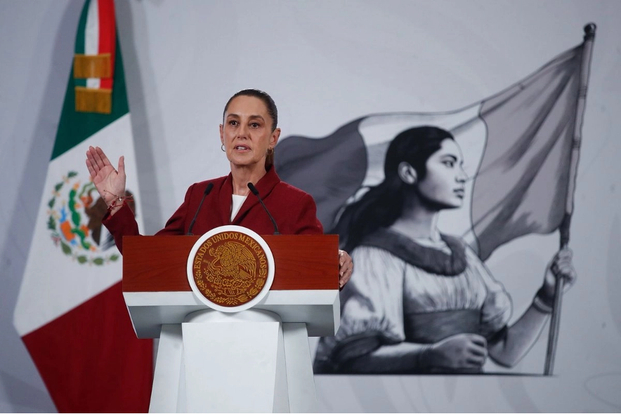 La presidenta Claudia Sheinbaum durante su conferencia matutina en Palacio Nacional, Ciudad de México, el 17 de marzo de 2026.