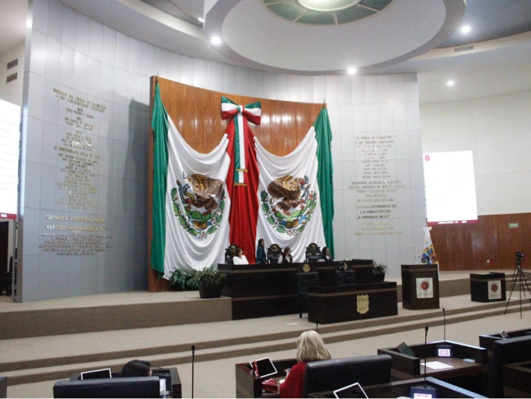 Sala de sesiones del Congreso de Tamaulipas en imagen de archivo.