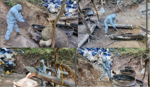 Se neutralizaron casi 10mil litros de precursores químicos y más de siete toneladas de diversas sustancias químicas y producto en proceso.