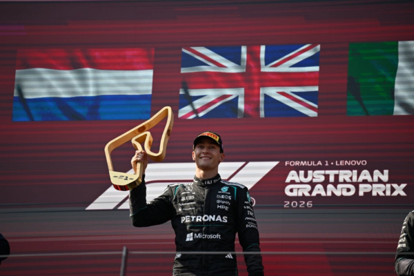 El británico George Russel, piloto de la escudería Mercedes, se impuso en el GP de Austria, en el circuito de Spielberg, el 28 de junio de 2026.