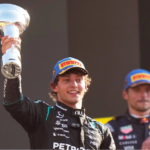 El piloto italiano, Kimi Antonelli, celebra su victoria en el GP de Italia, en el Autódromo Nacional de Monza, el 6 de septiembre de 2026.