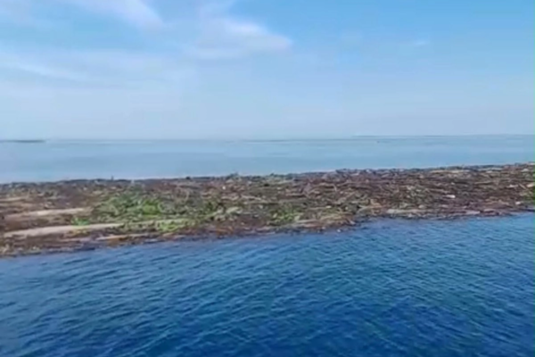 Pescadores de Veracruz señalan que son más de 5 kilómetros de basura y residuos que podrían llegar al mar y dañar los arrecifes.